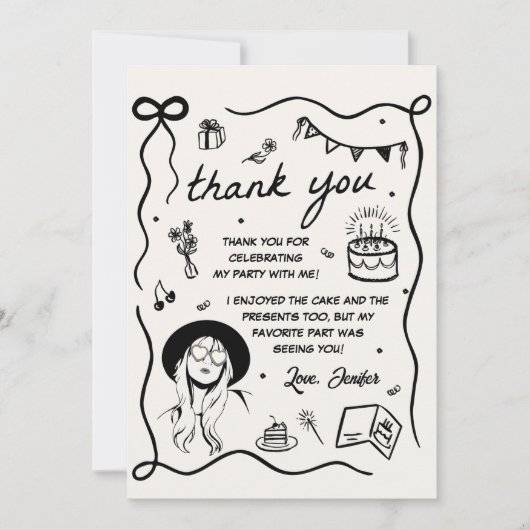 Black Eras verjaardagsfeestje Bedankkaart (Voorkant)