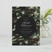 Black Eucalyptus Golden Boho Elegant Pampas Bridal Kaart (Staand voorkant)