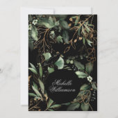 Black Eucalyptus Golden Boho Elegant Pampas Bridal Kaart (Achterkant)