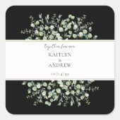 Black Eucalyptus Together Forever Wedding  Vierkante Sticker (Voorkant)