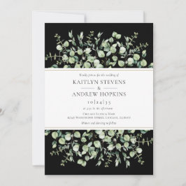 Black Eucalyptus  Wedding Kaart