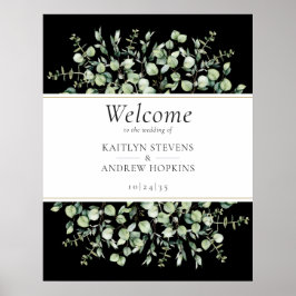 Black Eucalyptus Wedding Welcome  Poster