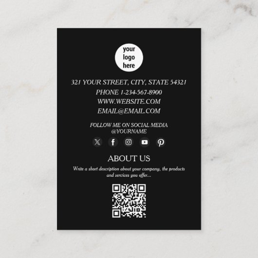 Black Event Planning Business 3 foto's QR-code Visitekaartje (Achterkant)
