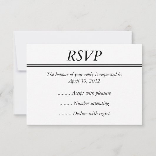 Black Event, Reply, Response of RSVP-kaart RSVP Kaartje (Voorkant)
