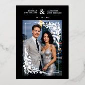 Black Exquisite Embellished Tulips Frame Photo Folie Uitnodiging (Voorkant)