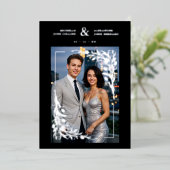 Black Exquisite Embellished Tulips Frame Photo Folie Uitnodiging (Staand Voorkant)