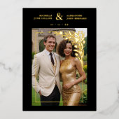 Black Exquisite Ornate Tulips Frame Photo Wedding  Folie Uitnodiging (Voorkant)