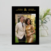 Black Exquisite Ornate Tulips Frame Photo Wedding  Folie Uitnodiging (Staand Voorkant)