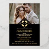 Black Exquisite Simple Wedding Botanical Monogram Folie Uitnodiging (Voorkant)