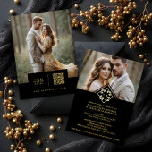 Black Exquisite Simple Wedding Botanical Monogram Folie Uitnodiging