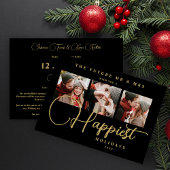 Black Exquisite Sophisticated Wedding Xmas 3Photos Save The Date