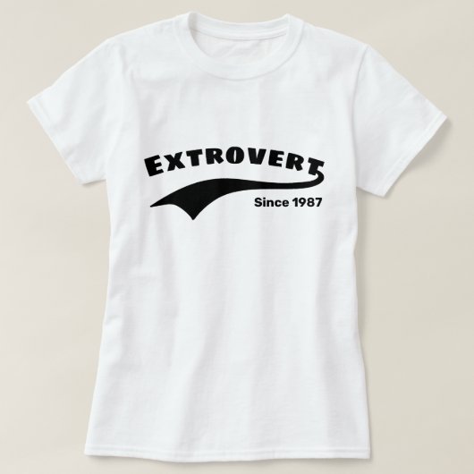Black Extrovert Typography Swoosh Aangepaste datum T-shirt (Design voorkant)