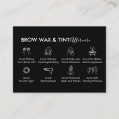 Black Eye Brow Wax Tint Nazorg Bedankt Visitekaartje (Achterkant)