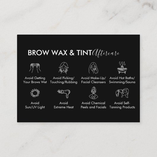 Black Eye Brow Wax Tint Nazorg Bedankt Visitekaartje (Achterkant)