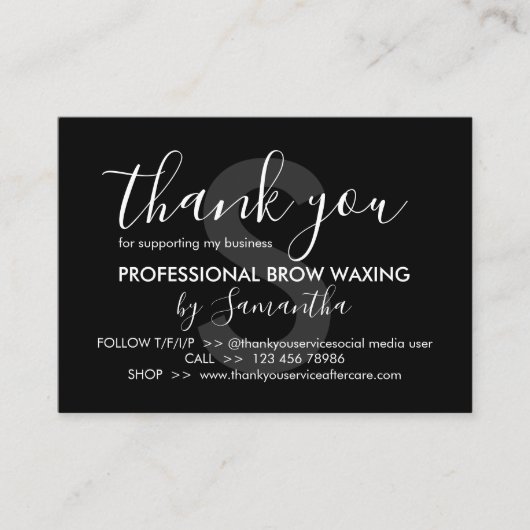 Black Eye Brow Wax Tint Nazorg Bedankt Visitekaartje (Voorkant)