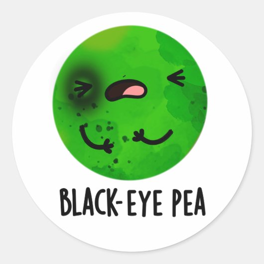 Black Eye Pea Funny Veggie Pun Ronde Sticker (Voorkant)