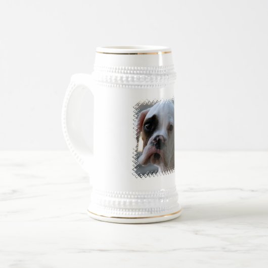 Black Eyed Boxer Dog Beer Stein Bierpul (Voorkant links)