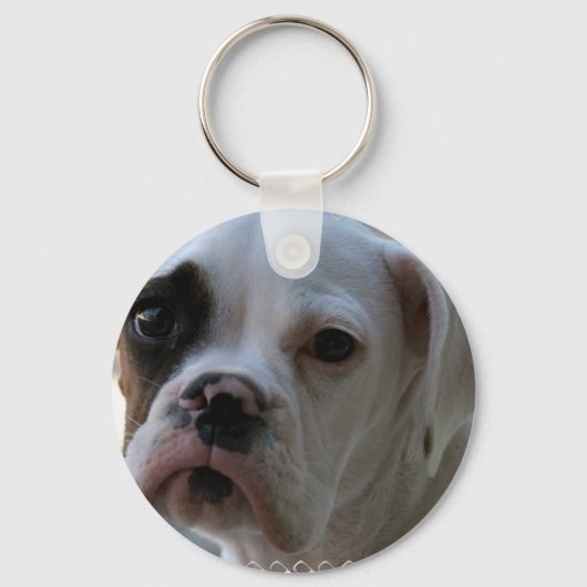 Black Eyed Boxer Dog Sleutelhanger (Voorkant)