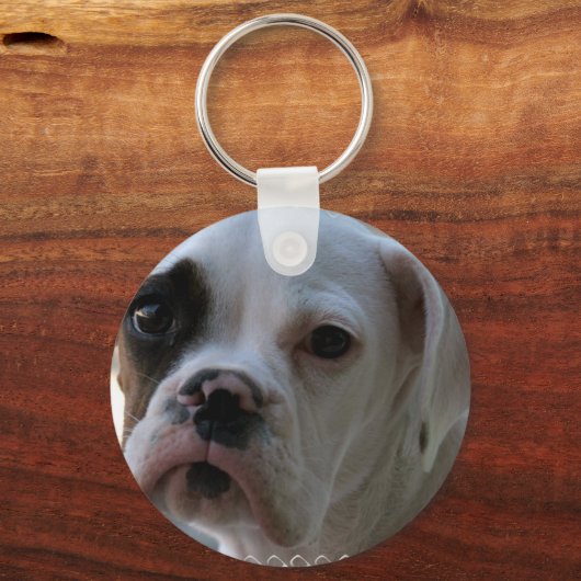 Black Eyed Boxer Dog Sleutelhanger (Voorkant)