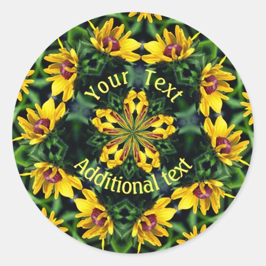 Black Eyed Susan Abstract Art gepersonaliseerd Ronde Sticker (Voorkant)