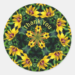 Black Eyed Susan Abstract Art Hartelijk dank Ronde Sticker