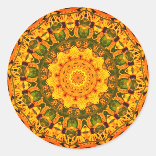 Black Eyed Susan Abstracte Flower Art Ronde Sticker (Voorkant)
