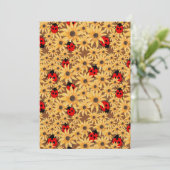 Black-Eyed Susan And Ladybugs Seamless Pattern Kaart (Staand voorkant)