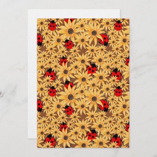 Black-Eyed Susan And Ladybugs Seamless Pattern Kaart (Voorkant / Achterkant)