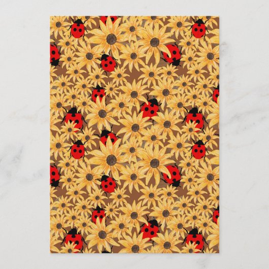 Black-Eyed Susan And Ladybugs Seamless Pattern Kaart (Voorkant)