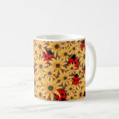 Black-Eyed Susan And Ladybugs Seamless Pattern Koffiemok (Voorkant rechts)