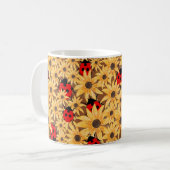 Black-Eyed Susan And Ladybugs Seamless Pattern Koffiemok (Voorkant links)