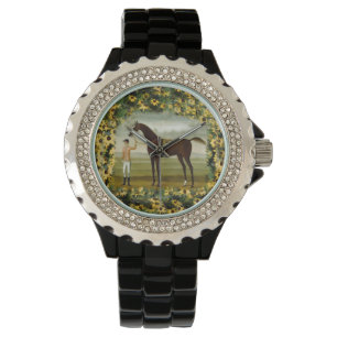 Black Eyed Susan and racehorse jockey watch Horloge