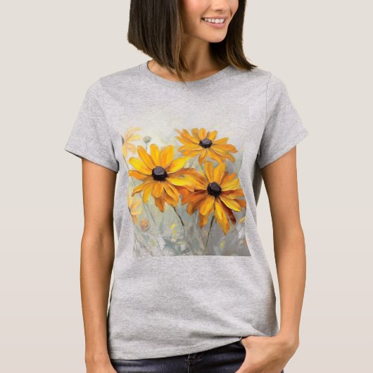 Black-eyed Susan Bloemen Vrouwen Basic T-shirt (Voorkant)