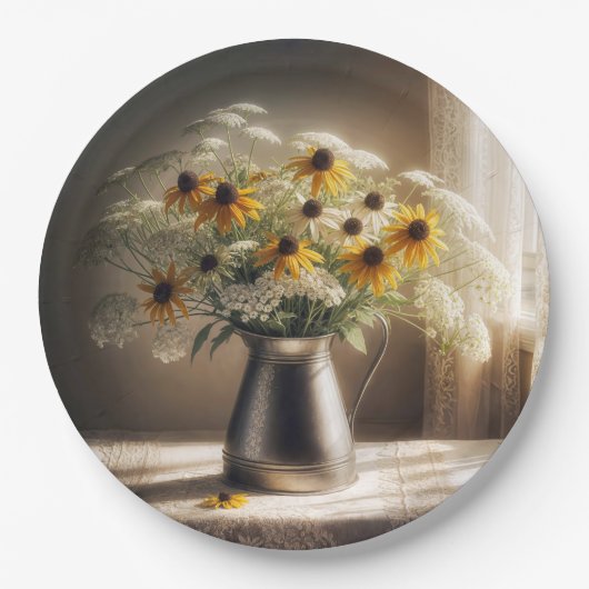 Black-eyed Susan Bouquet op kant Papieren Bordje (Voorkant)