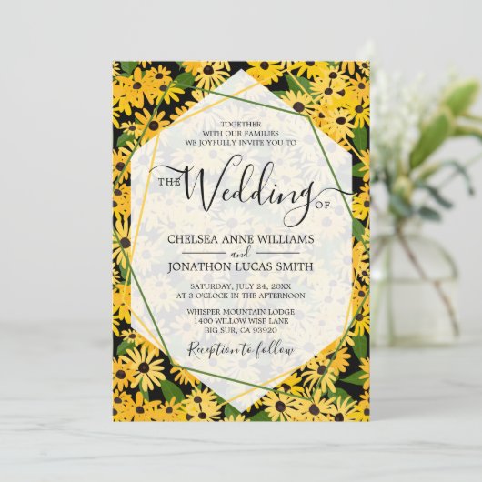 Black Eyed Susan bruiloft Kaart (Staand voorkant)