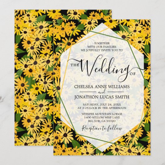 Black Eyed Susan bruiloft Kaart (Voorkant / Achterkant)