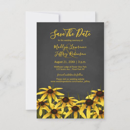 Black Eyed Susan bruiloft Save The Date (Voorkant)