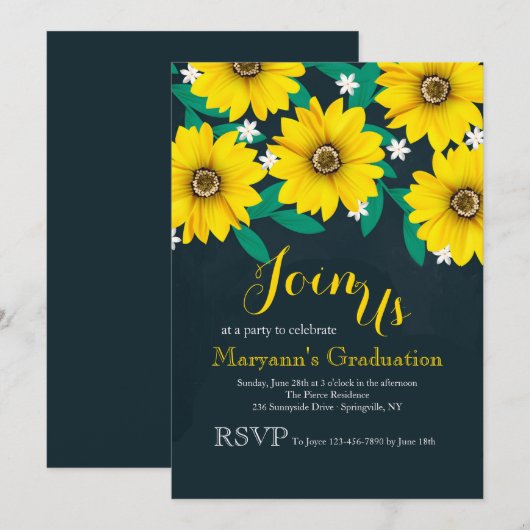 Black-eyed Susan Daisies Uitnodiging (Voorkant / Achterkant)