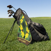 Black Eyed Susan Daisy Abstract gepersonaliseerd Golfhanddoek (Groen)
