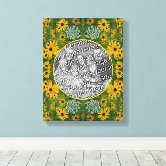Black Eyed Susan Daisy Creëer Uw eigen foto Canvas Afdruk (Insitu (Houten vloer))