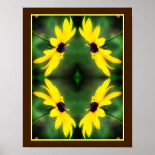 Black Eyed Susan Daisy Flower Mirror Abstract Poster
