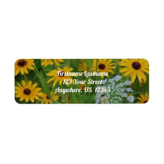 Black Eyed Susan Daisy Flower Painting Address Etiket (Voorkant)