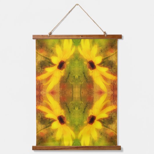 Black Eyed Susan Daisy Verdrietig Abstract Hangend Wandkleed (Voorkant)