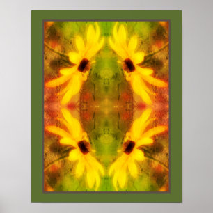 Black Eyed Susan Daisy Verdrietig Abstract Poster