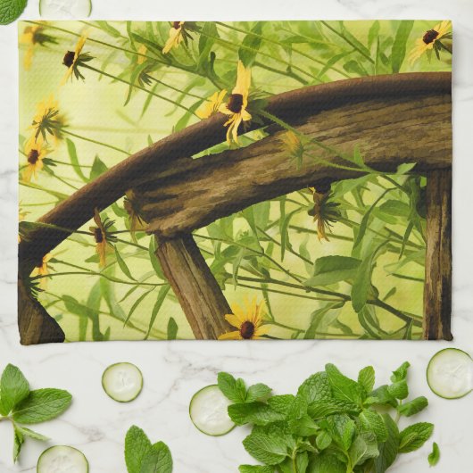 Black-Eyed Susan en Wagon Wheel Photo Theedoek (Gevouwen)