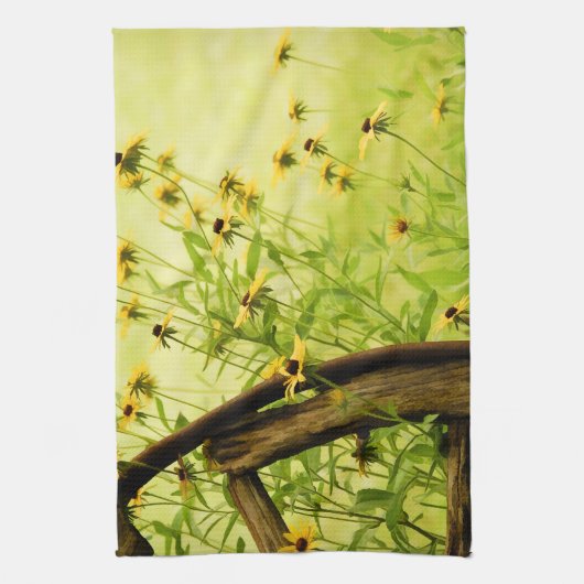 Black-Eyed Susan en Wagon Wheel Photo Theedoek (Verticaal)