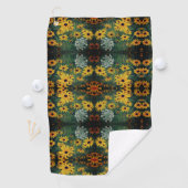 Black Eyed Susan Field Flowers Abstract Patroon Golfhanddoek (Insitu)