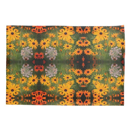 Black Eyed Susan Field Flowers Abstract Patroon Kussensloop (Achterkant)