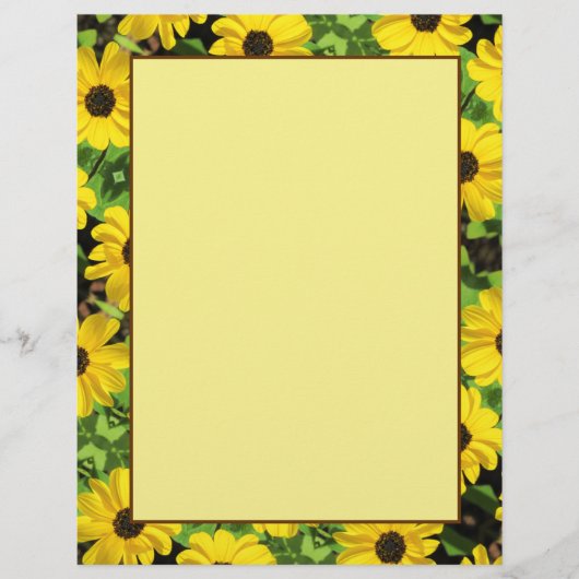 Black Eyed Susan Floral 8,5 x 11 Briefpapier (Voorkant)