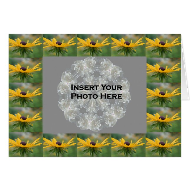 Black Eyed Susan Floral Border Photo Card (Voorkant Horizontaal)